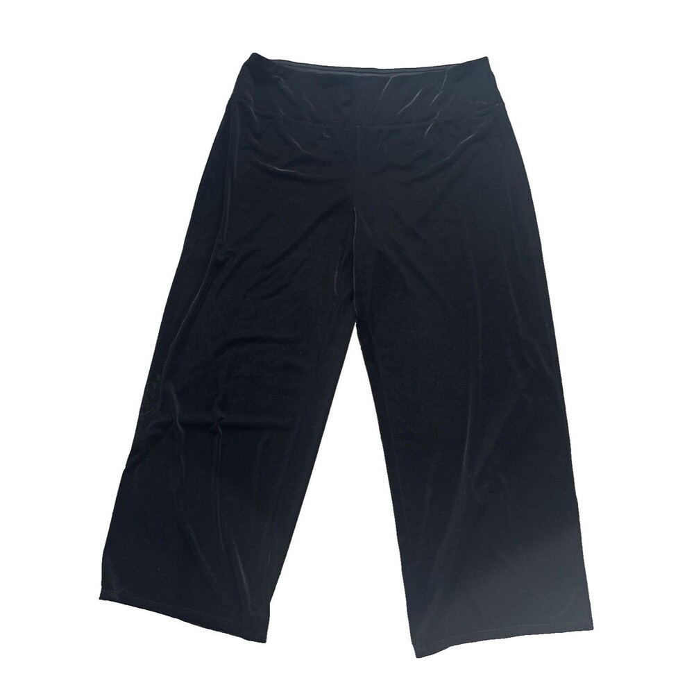 J. Jill Wearever Black Velour Smooth Fit Full Leg Pants XL Pull On Elastic Waist